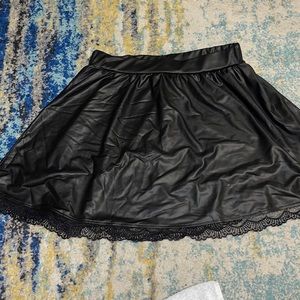 Leather Mini Skater Skirt